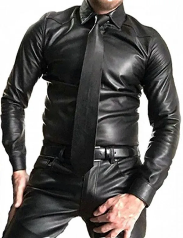 Premium Leather Sleeve Shirt