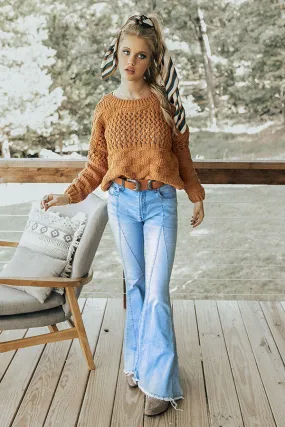 Pumpkin Spice and Everything Nice Cropped Sweater in Camel