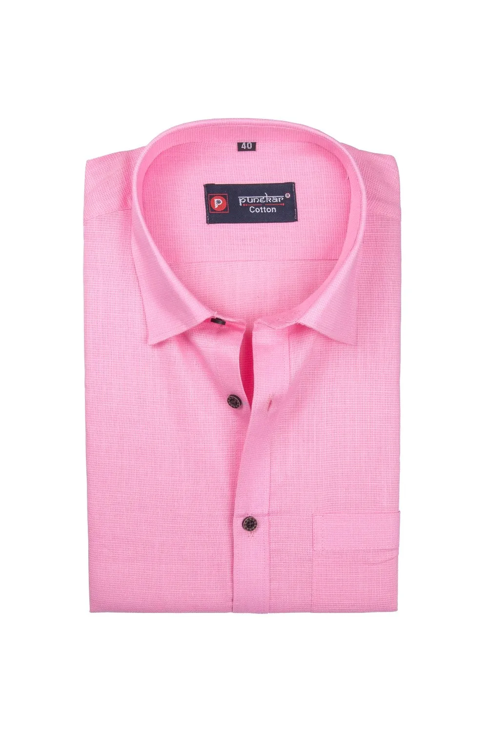 Punekar Cotton Pink Color Silky Linen Cotton Shirt for Men's.