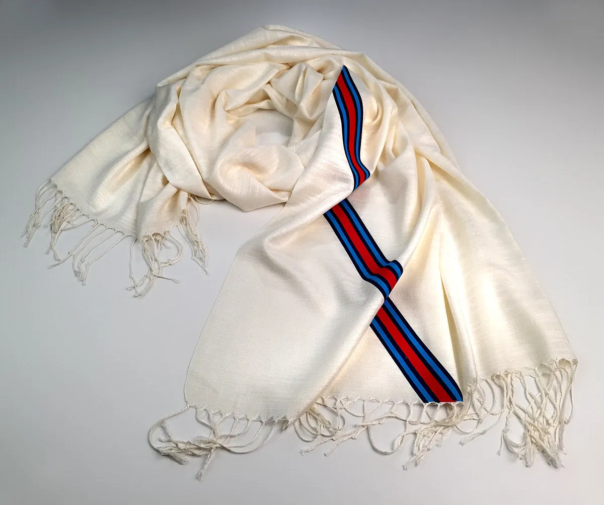 Racing Stripes Scarf: Shaken & Stirred linen-weave pashmina