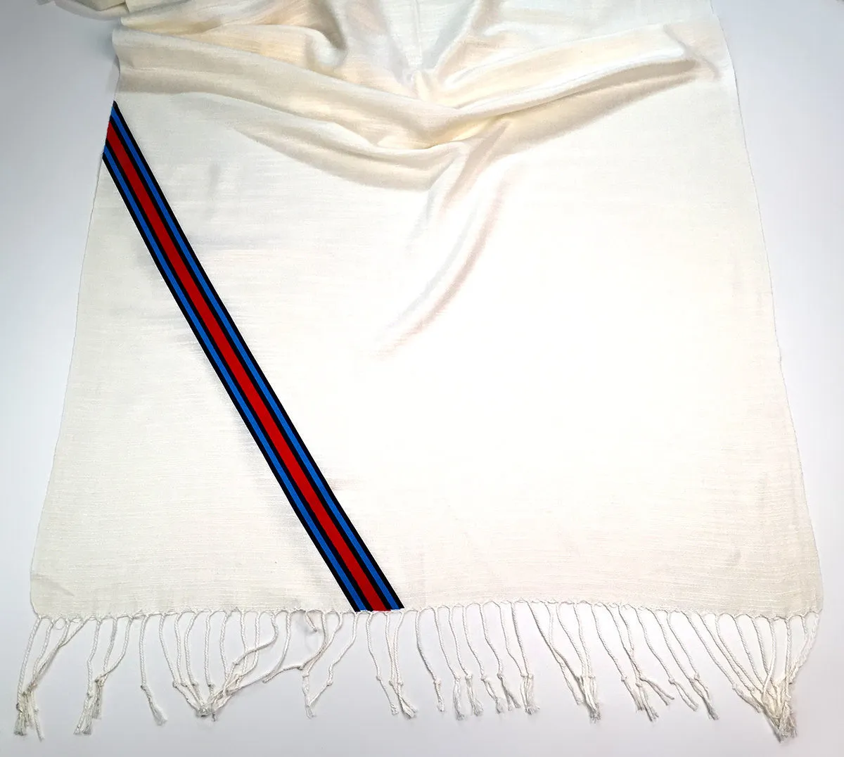 Racing Stripes Scarf: Shaken & Stirred linen-weave pashmina