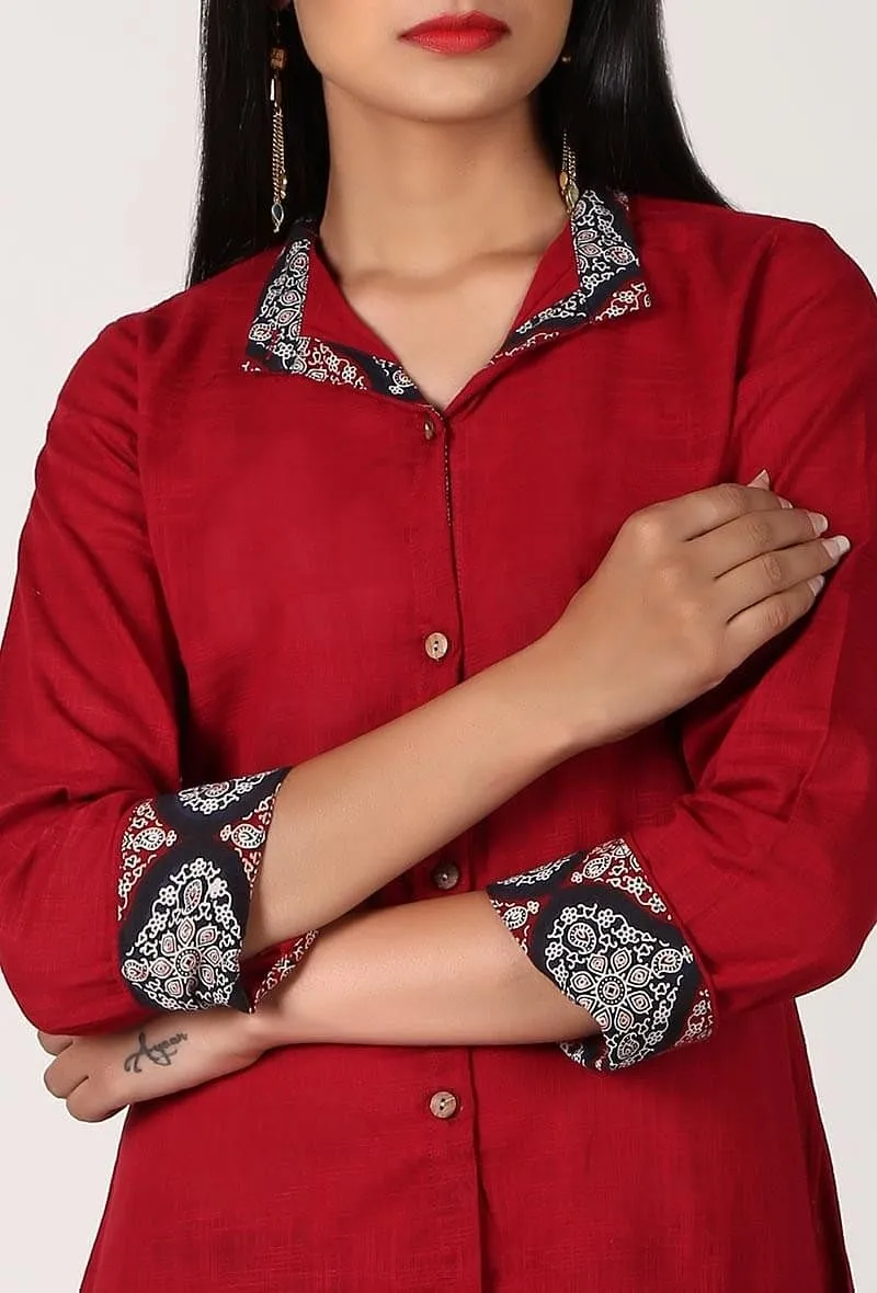 Red Ajrakh Shirt Jacket