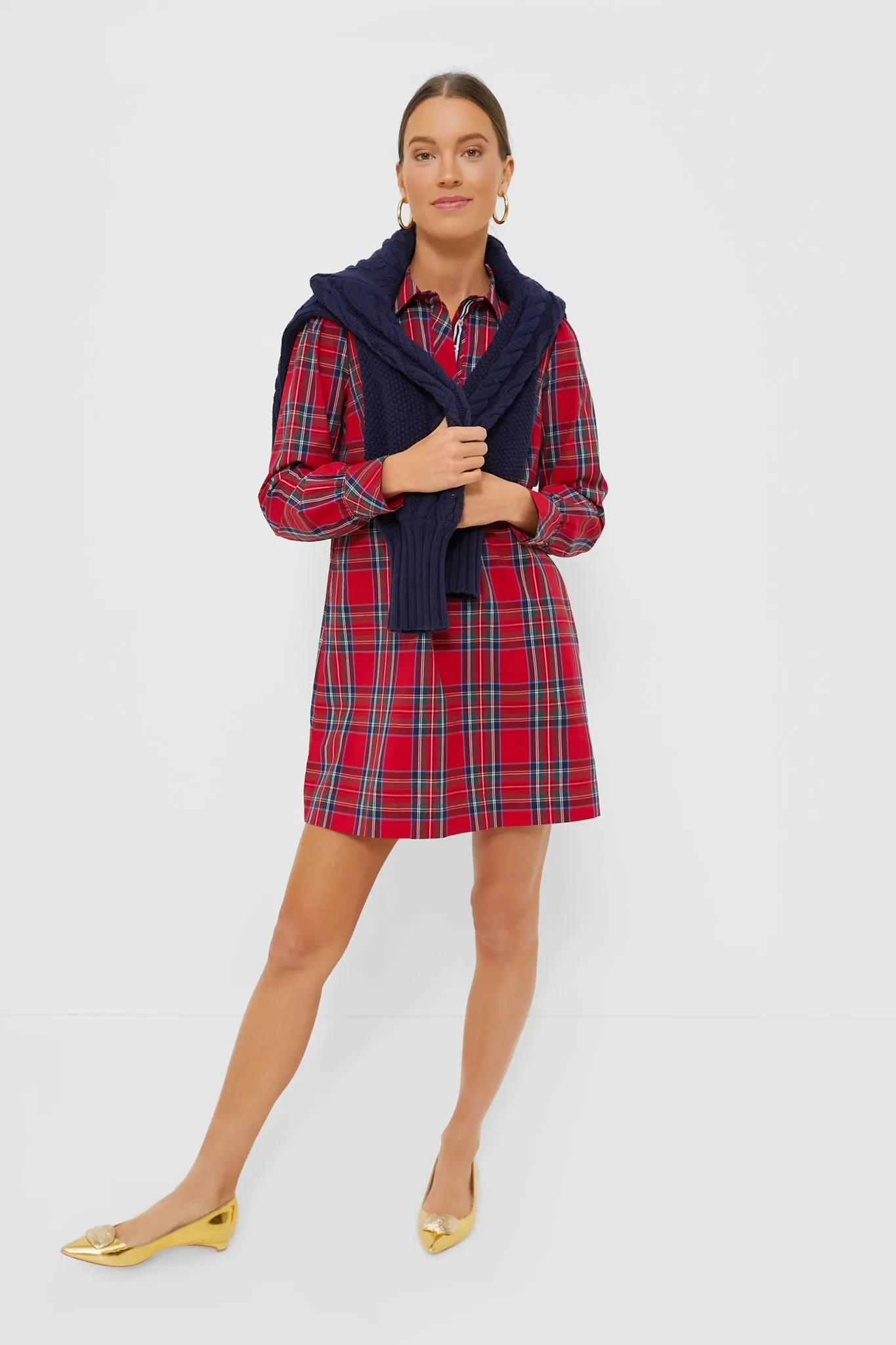 Red Royal Stewart Poplin Popover Dress