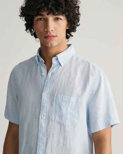 REG LINEN STRIPE SS SHIRT