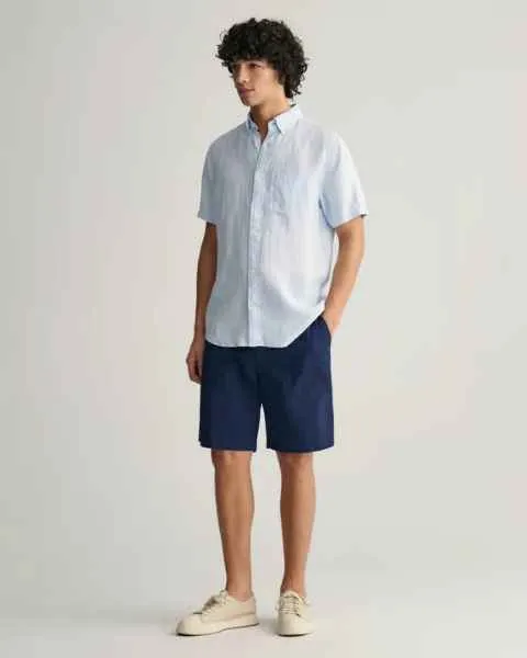 REG LINEN STRIPE SS SHIRT