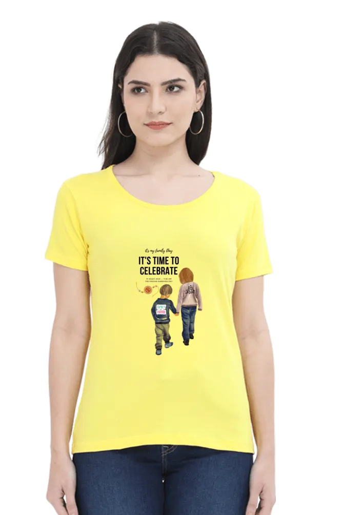 Regular Fit Rakhi Celebration Printed T-Shirt for Women and Girls