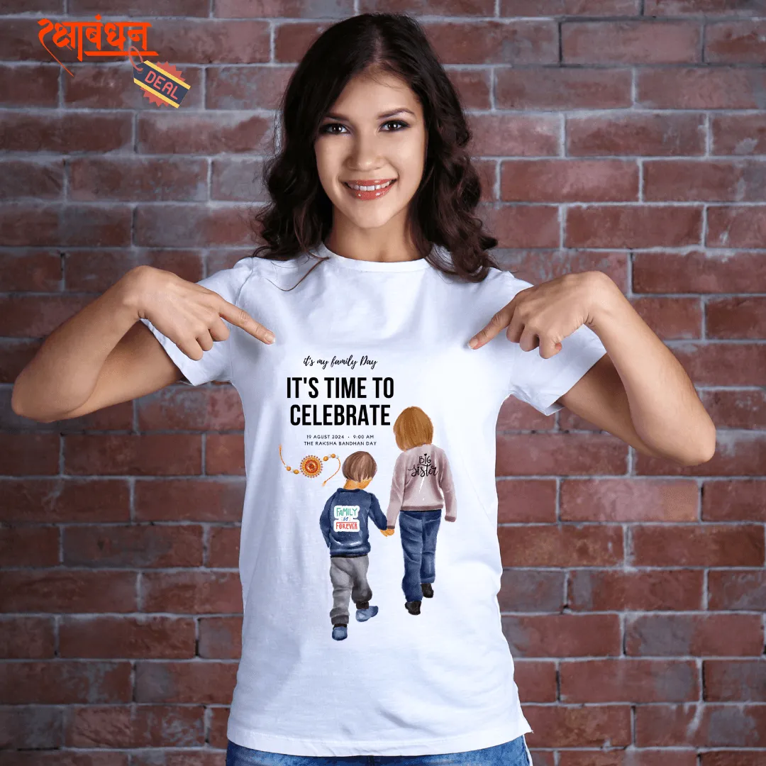 Regular Fit Rakhi Celebration Printed T-Shirt for Women and Girls