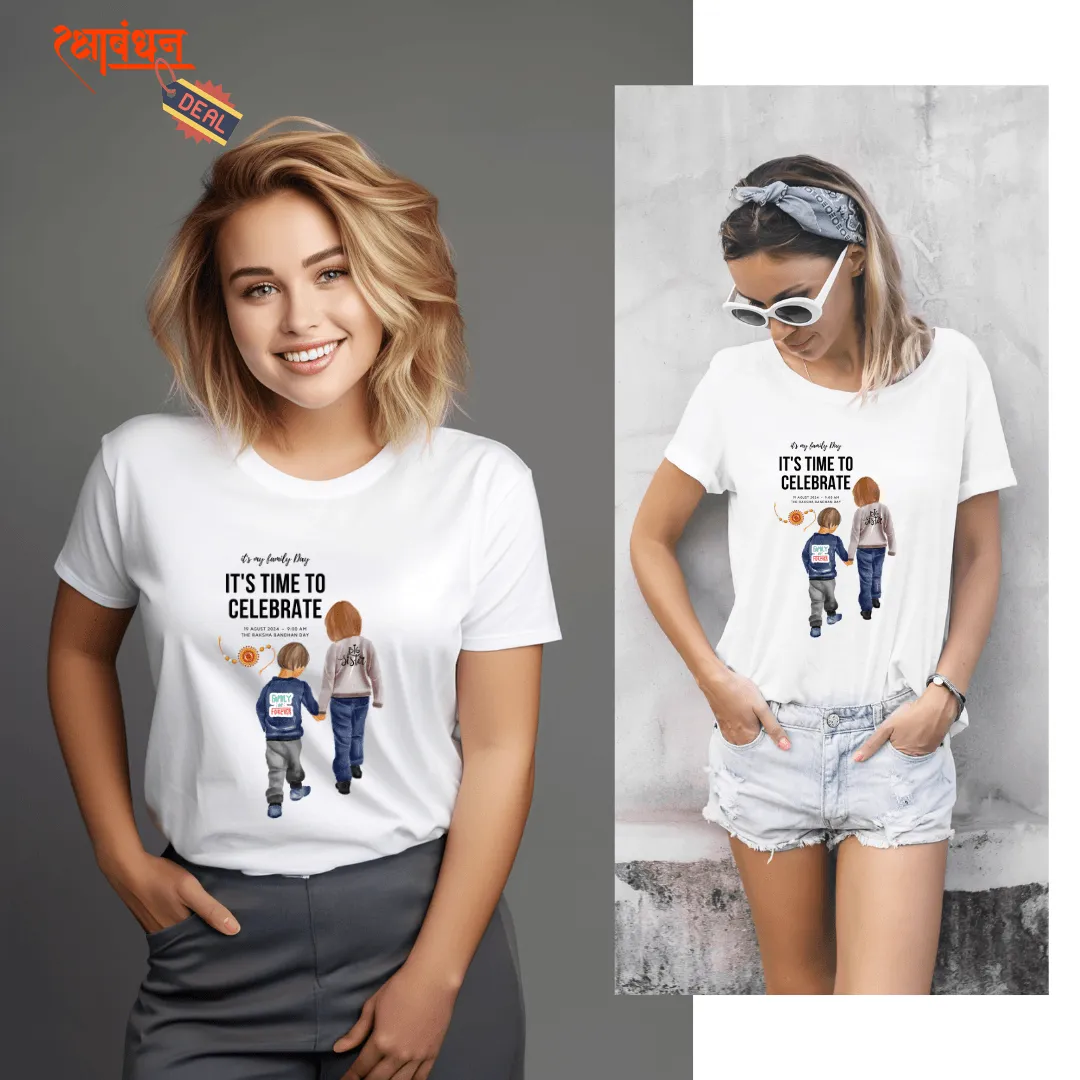 Regular Fit Rakhi Celebration Printed T-Shirt for Women and Girls