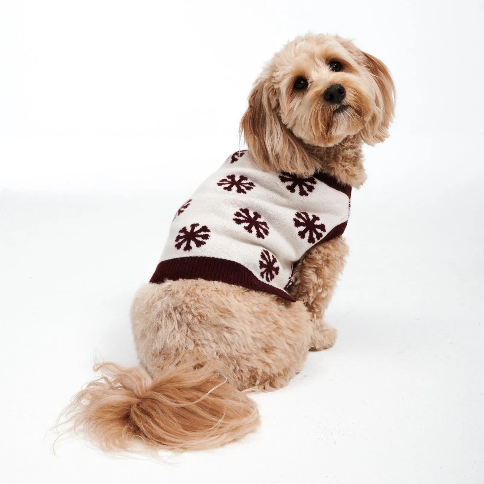 Reversible Cashmere Snowflake Dog Sweater