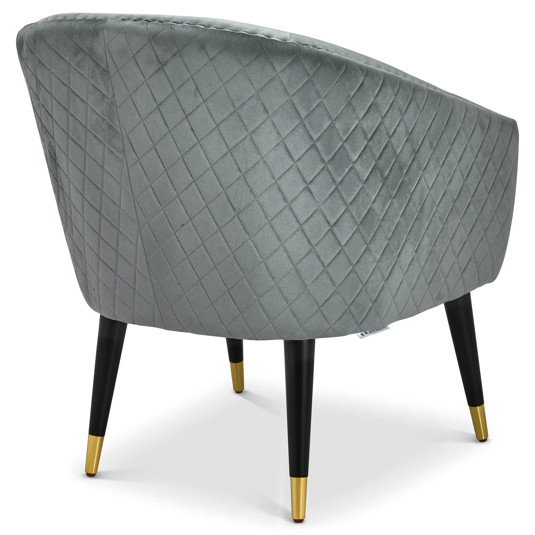 Revo Velvet Nailhead Trim Tub Armchair - Dark Grey