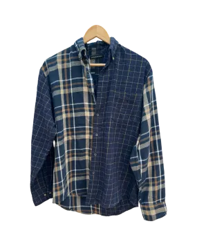 Reworked vintage check shirt- Navy mix (L)