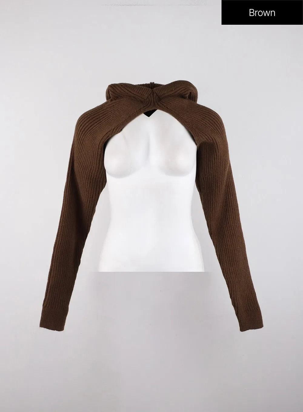 Ribbed Hooded Knit Bolero ID315