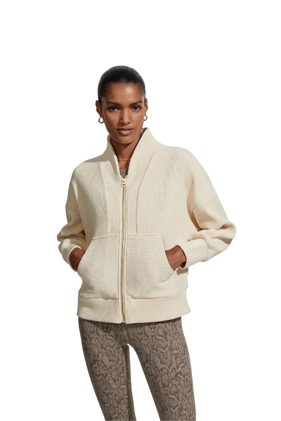 Rosanne Zip Through Sweat Oatmeal Marl