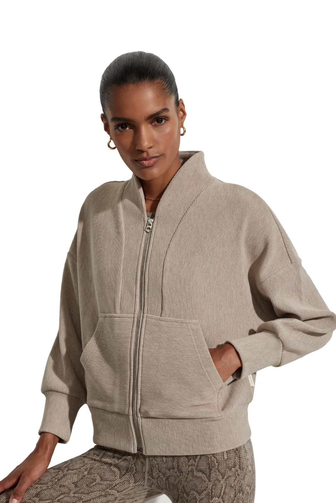 Rosanne Zip Through Sweat Taupe Marl