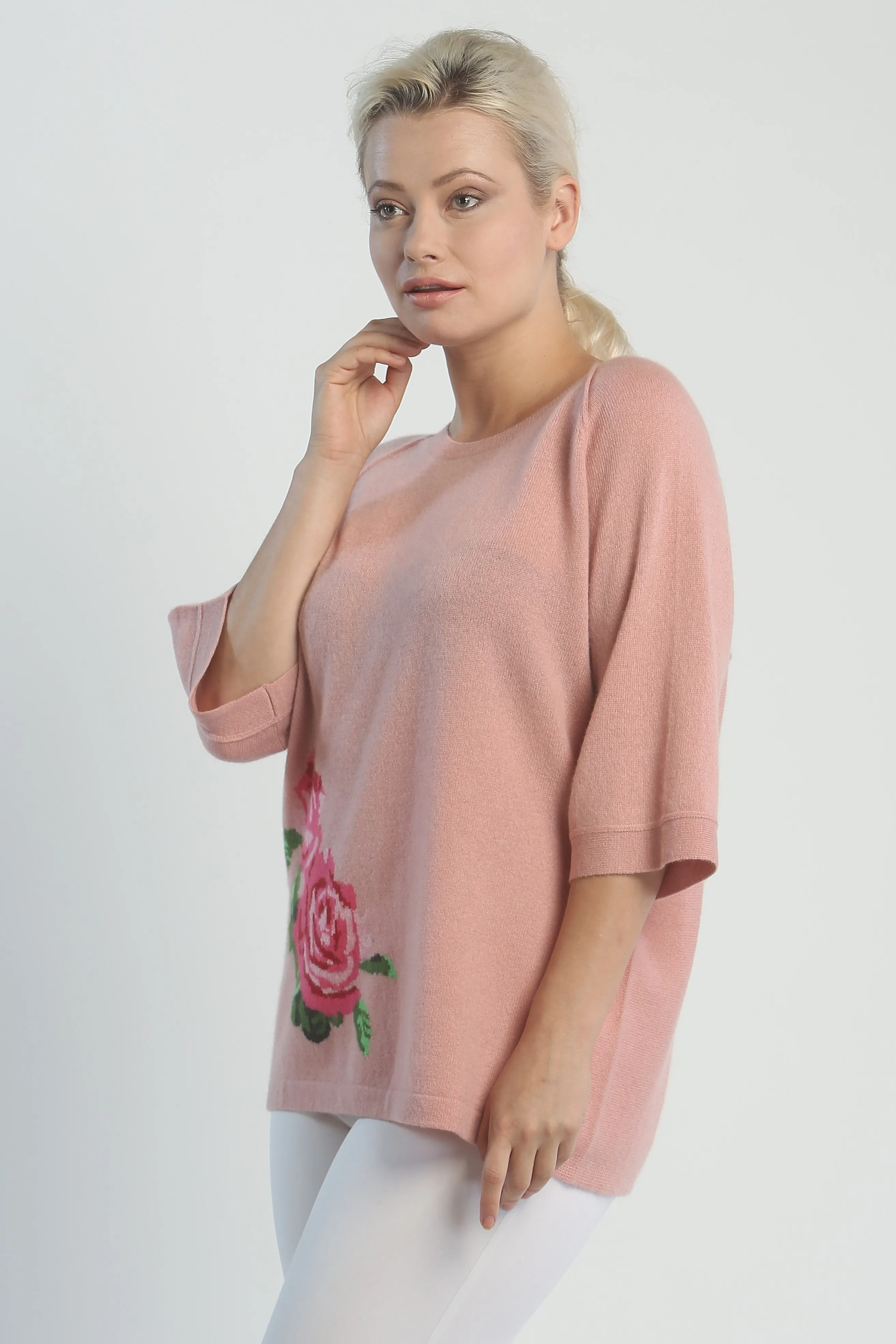 Rose Intarsia Pullover