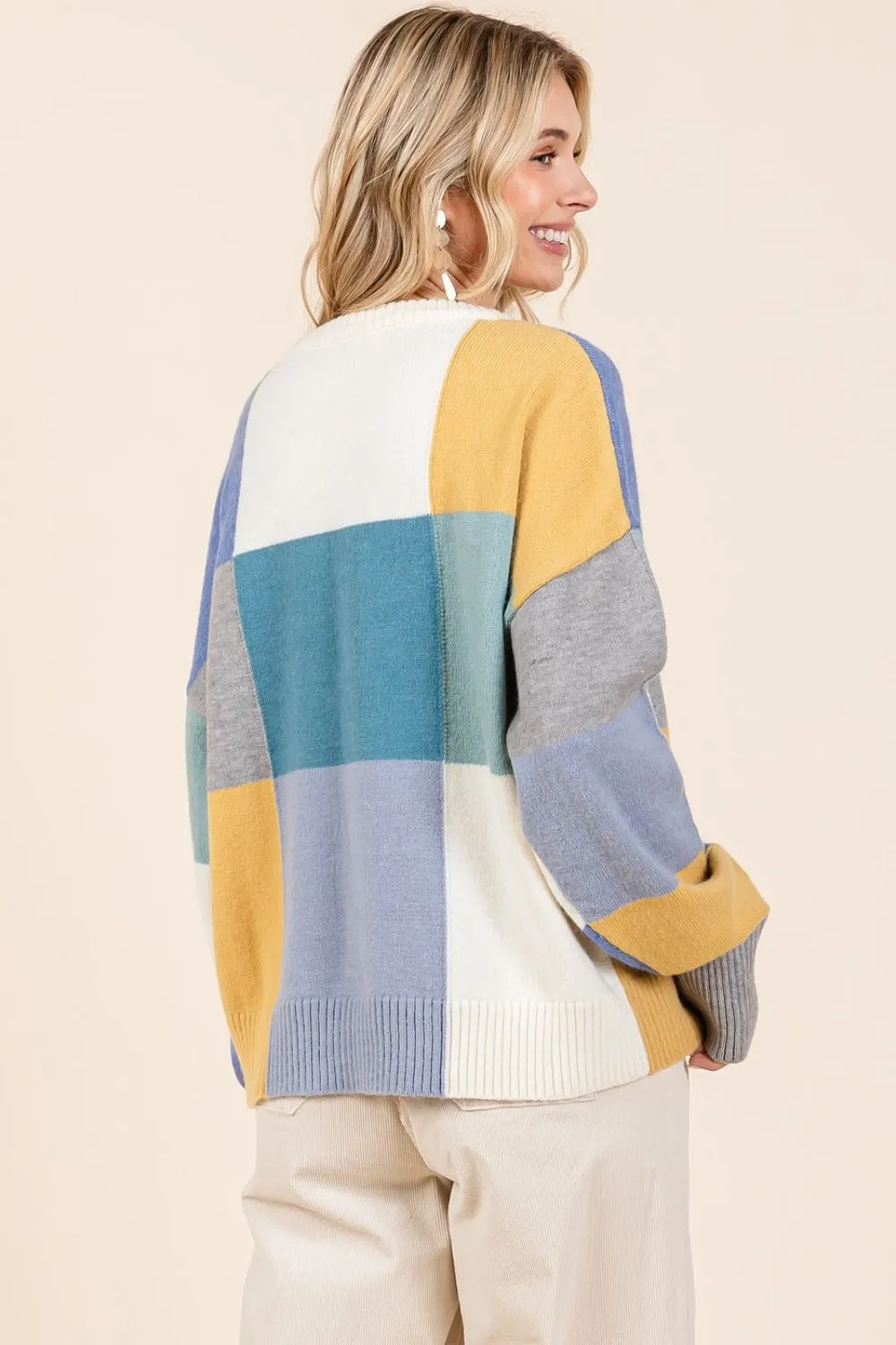 Round Neck Color Block Sweater