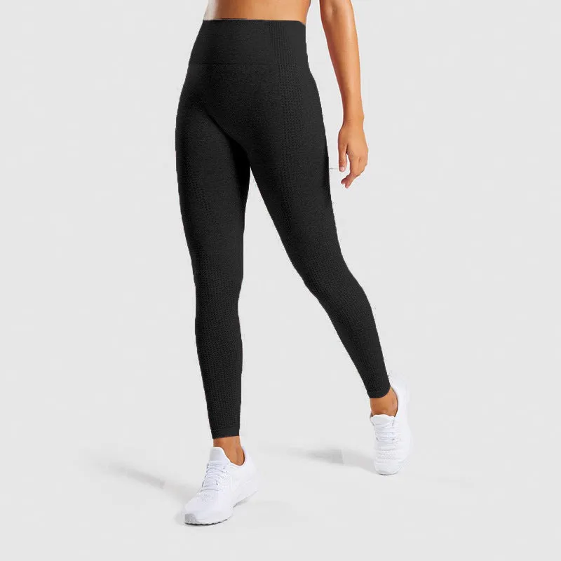 Seamless Yoga Pants Women's European and American Elastic Workout Clothes Women's Sports Point Tights