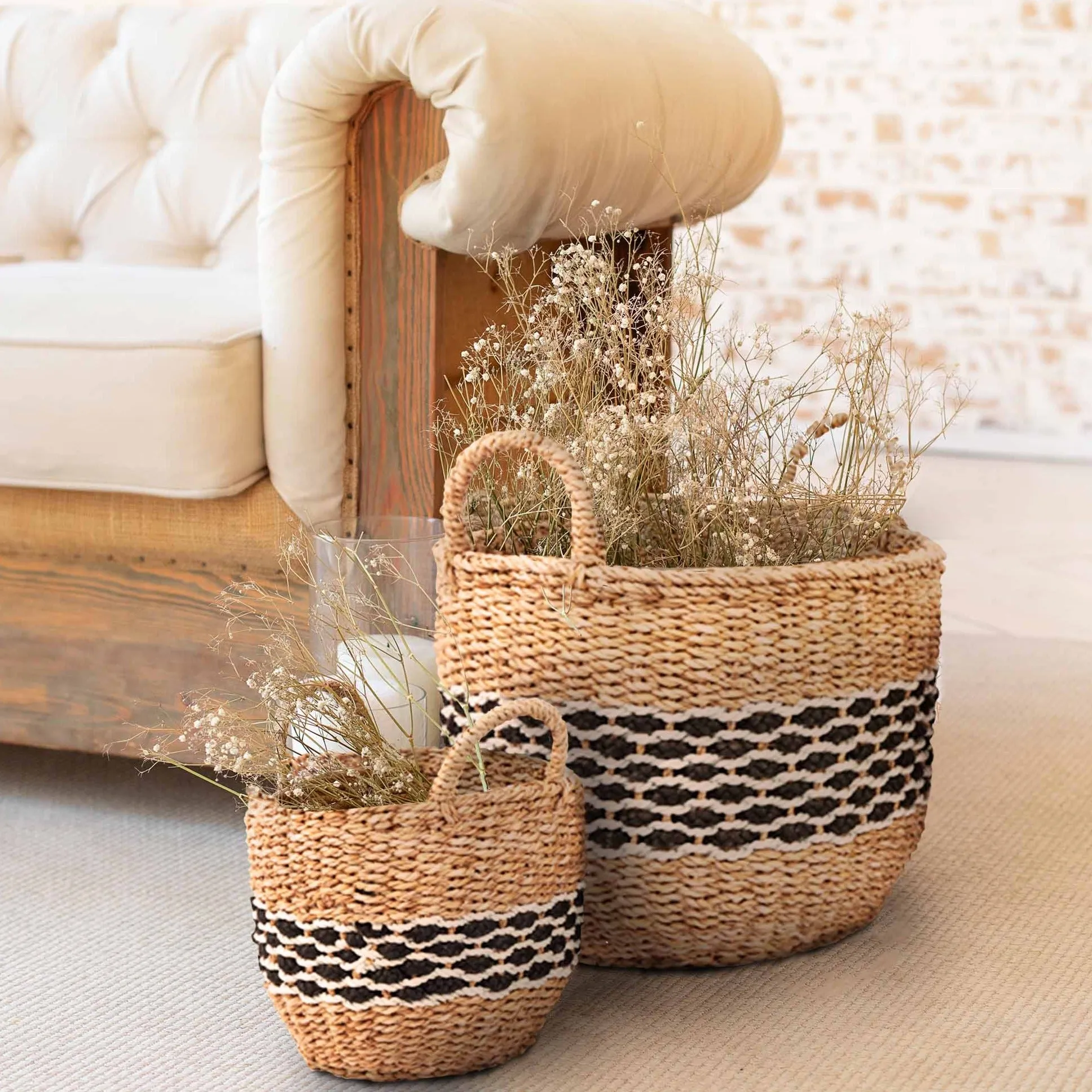 Set of 3 Sadar Handmade Natural Seagrass Storage Basket and Planter