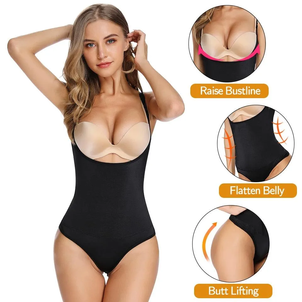 Sexy Women Shapewear Bodysuit - Thong Body Shaper Slimming Underwear - Weight Loss Fat Burner Tummy Control (FHW1)