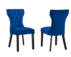 Silhouette Performance Velvet Dining Chairs - Set of 2 Navy EEI-5014-NAV