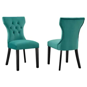 Silhouette Performance Velvet Dining Chairs - Set of 2 Teal EEI-5014-TEA