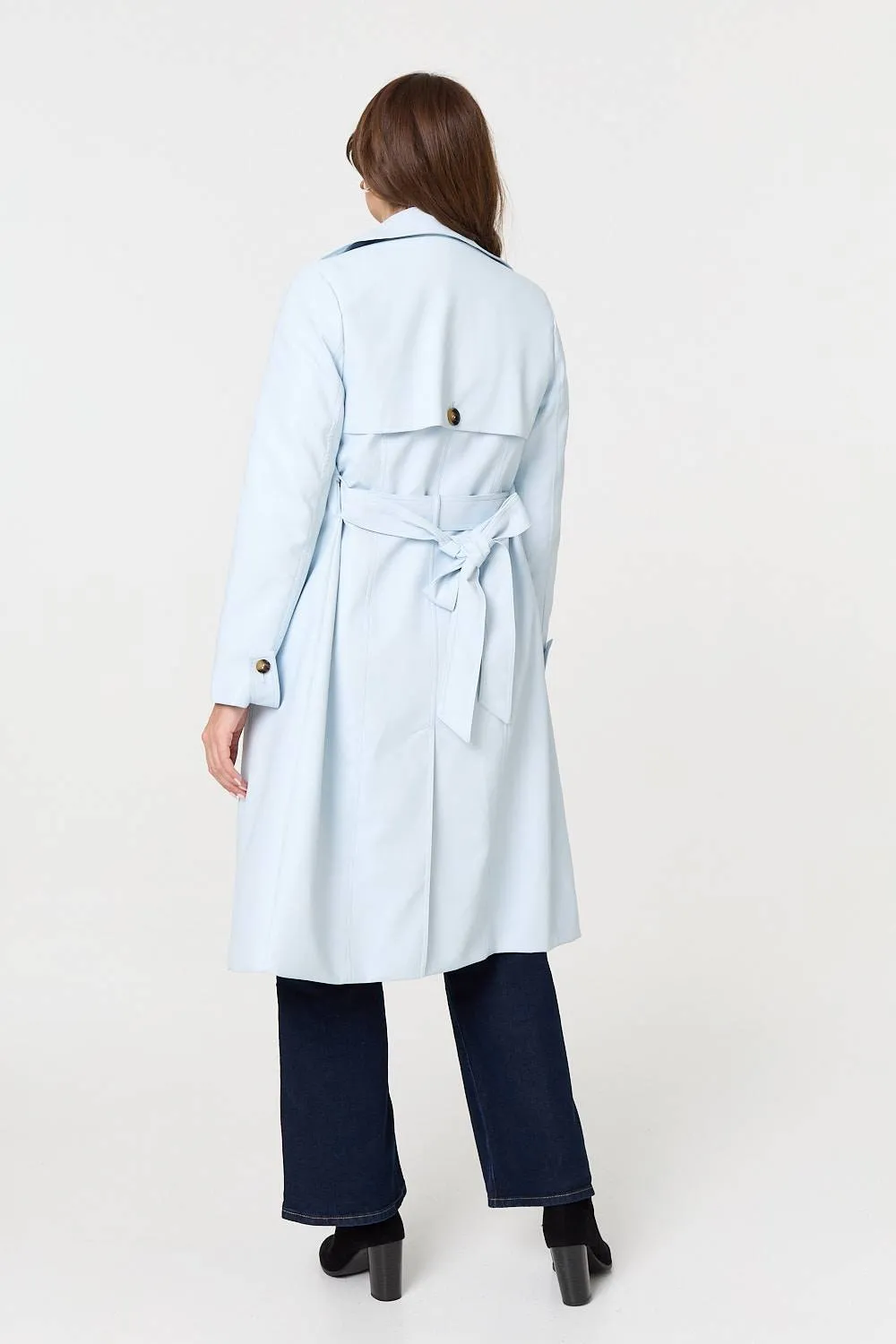 Slim Knee Length Tie Waist Trench Coat