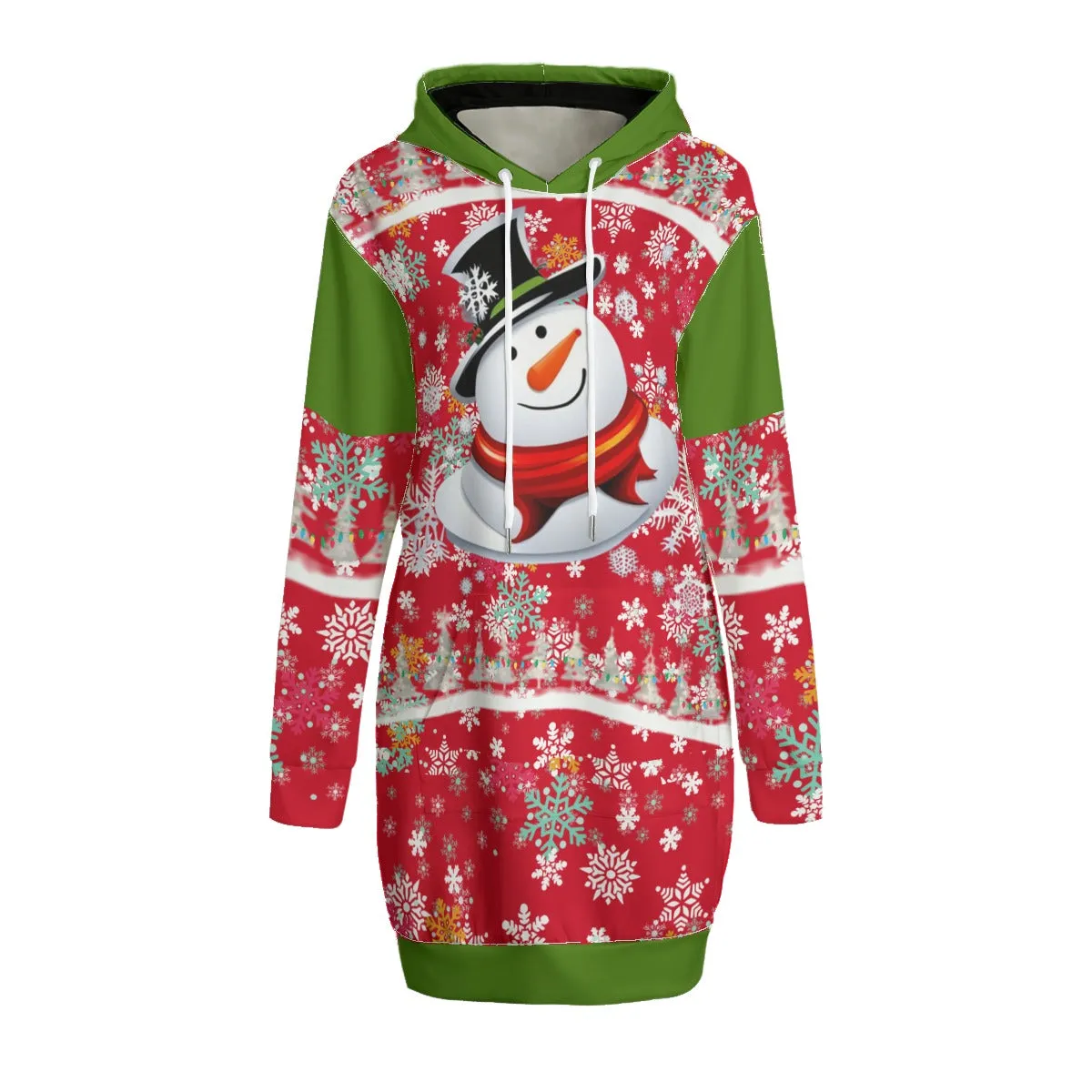 Snow Man's Delight Women's Long Christmas Hoodie | Interlock