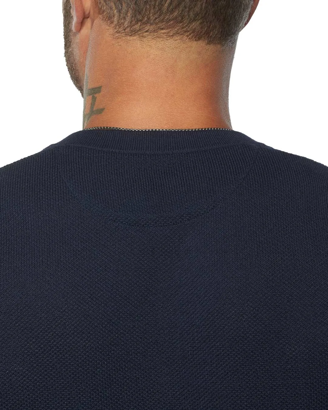 SS Mandarin Collar Knit Henley [FITTED]