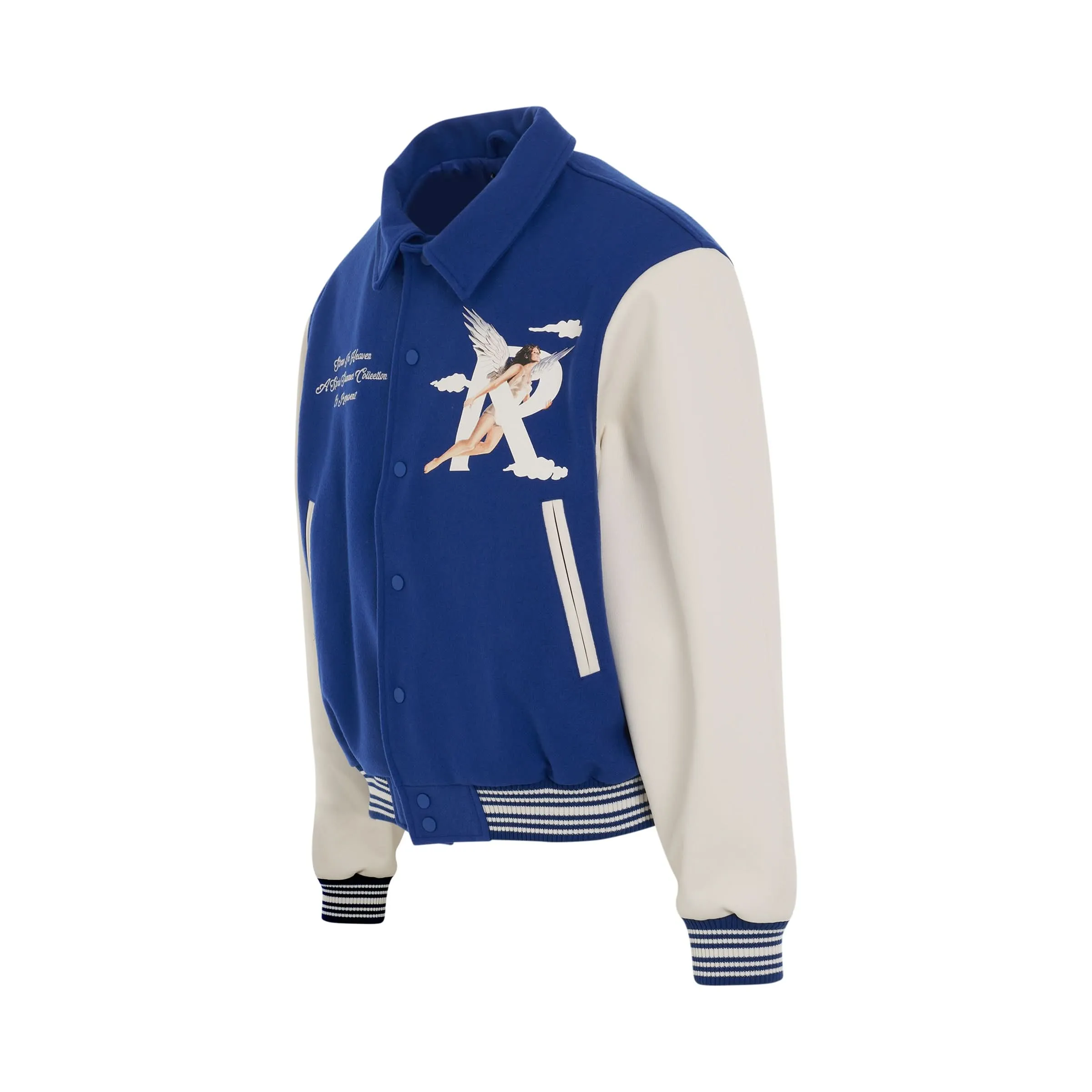 Storms in Heaven Varsity Jacket in Cobalt Blue