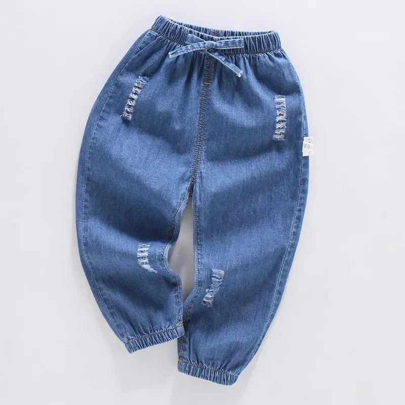 Summer kids girls boys baby clothes outer wear thin loose denim trousers for toddler girls children's clothing jeans pants