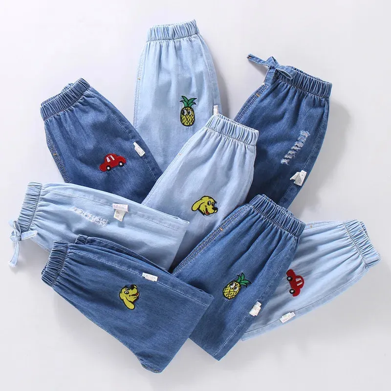 Summer kids girls boys baby clothes outer wear thin loose denim trousers for toddler girls children's clothing jeans pants