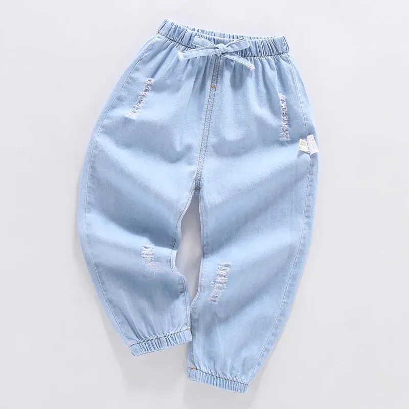 Summer kids girls boys baby clothes outer wear thin loose denim trousers for toddler girls children's clothing jeans pants