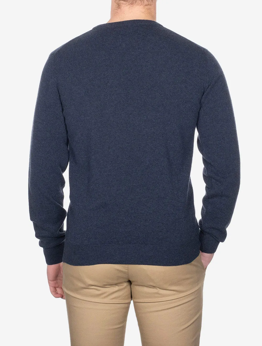 Superfine Lambswool Crew Neck Dark Navy Melange