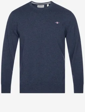 Superfine Lambswool Crew Neck Dark Navy Melange