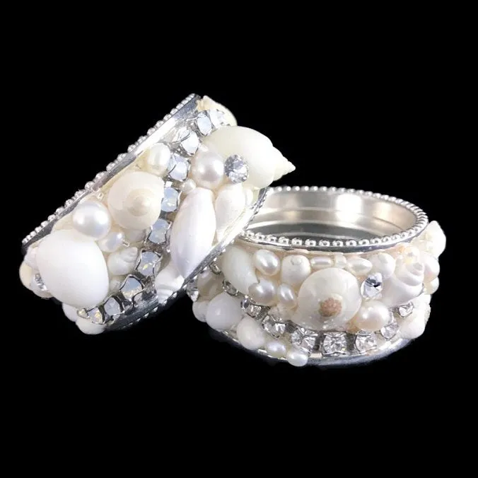 Swarovski Crystals Seashells Pavé Luxury Napkin Ring Set