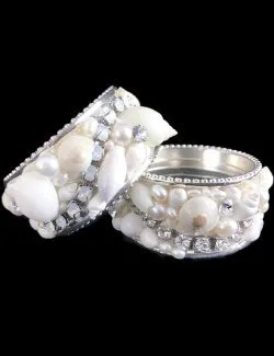 Swarovski Crystals Seashells Pavé Luxury Napkin Ring Set