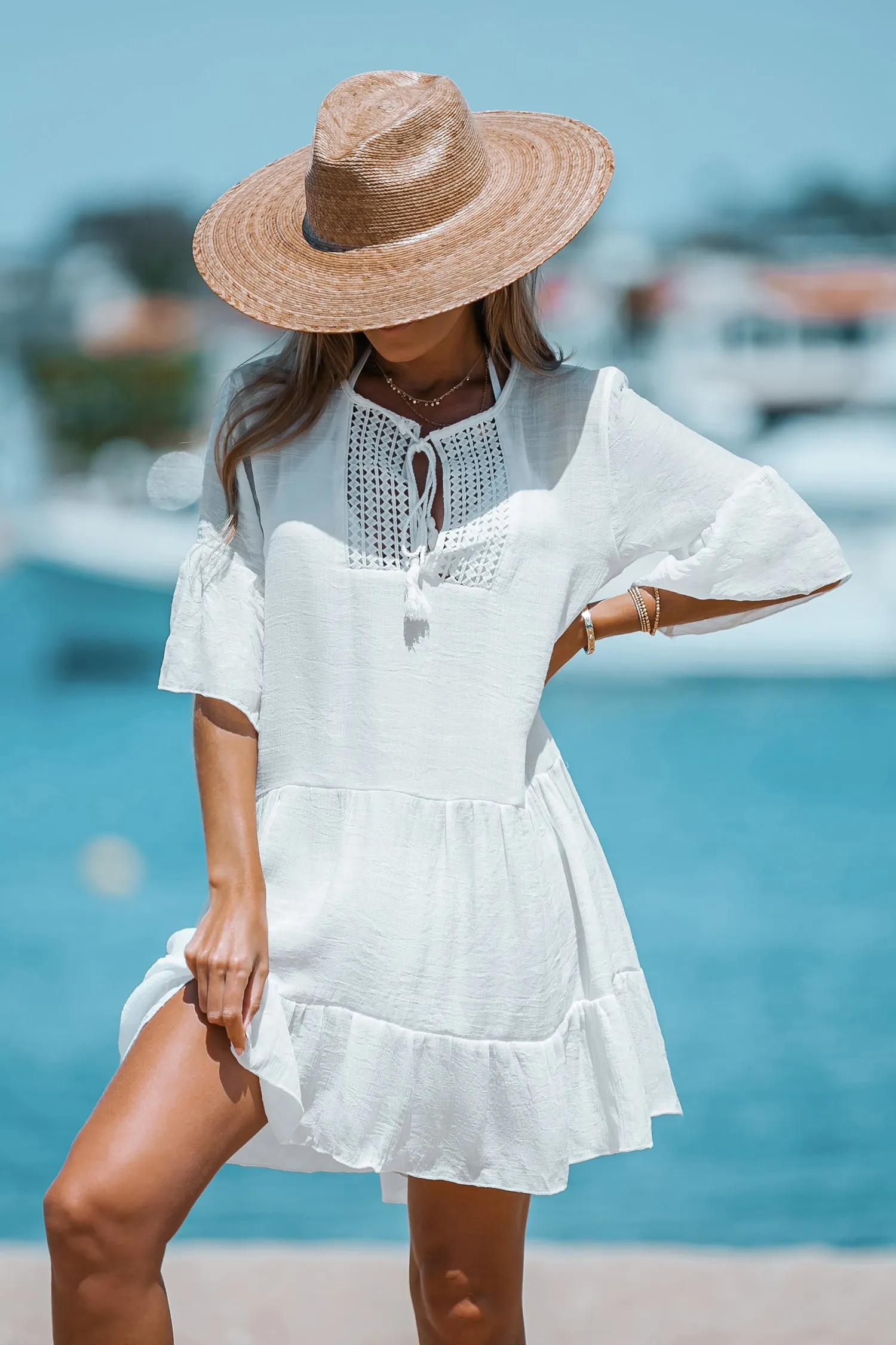 Tassel Tie Front Cover-Up Dress