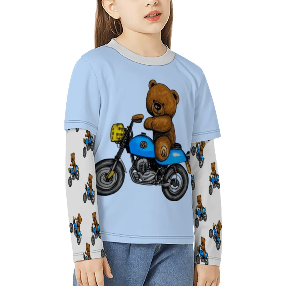 Teddy Ride Boy's Long-sleeve Splicing Tee