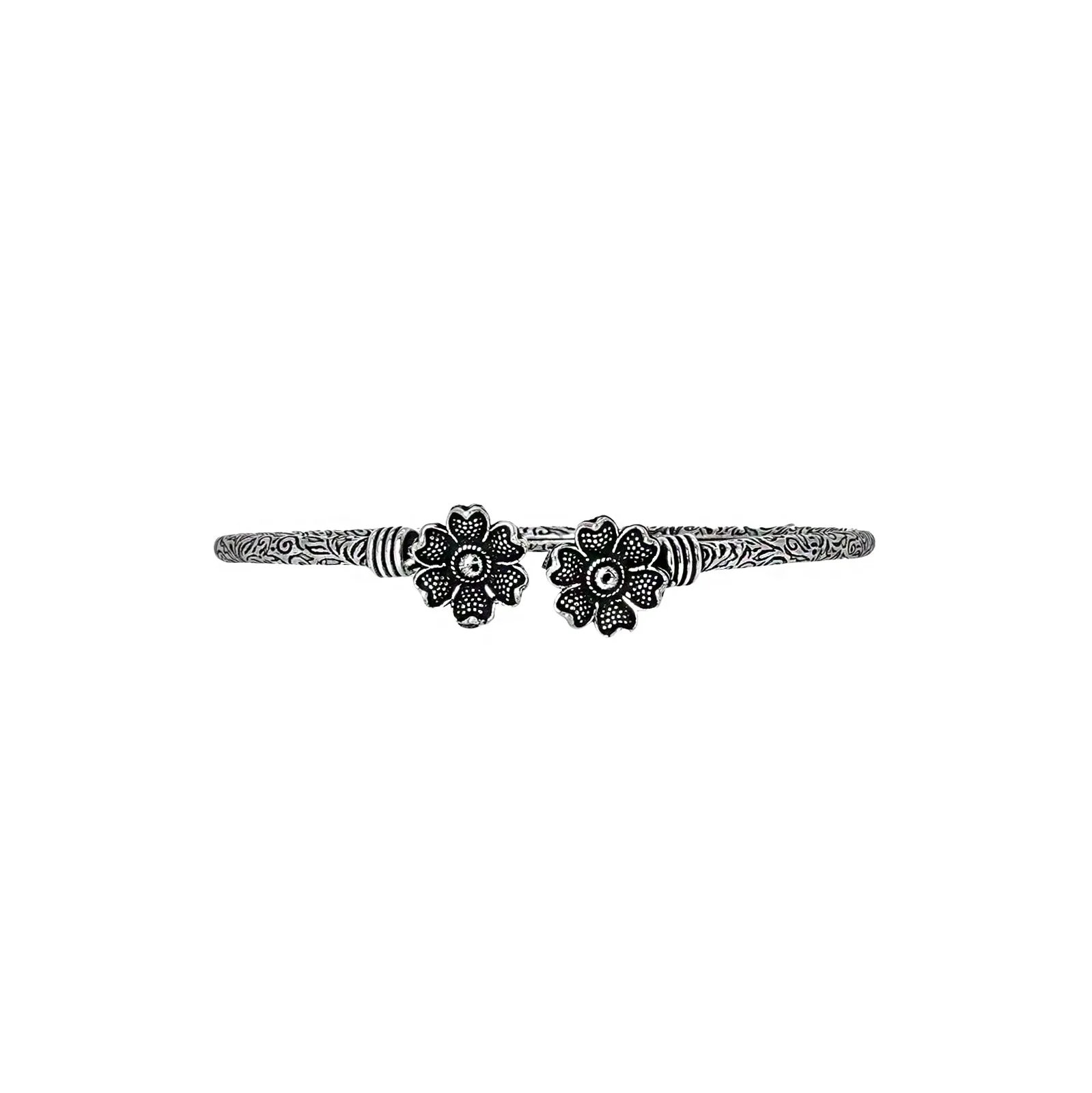 Teejh Aastha Silver Oxidised Floral Bracelet