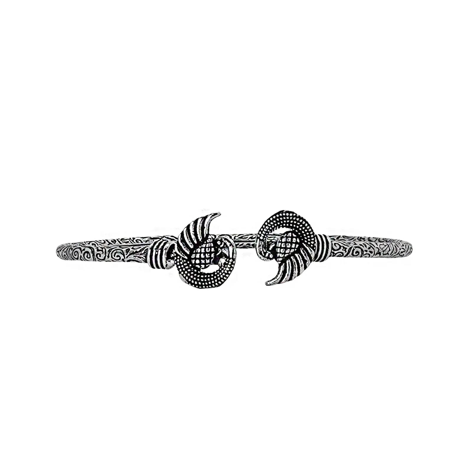 Teejh Aastha Silver Oxidised Peacock Bracelet