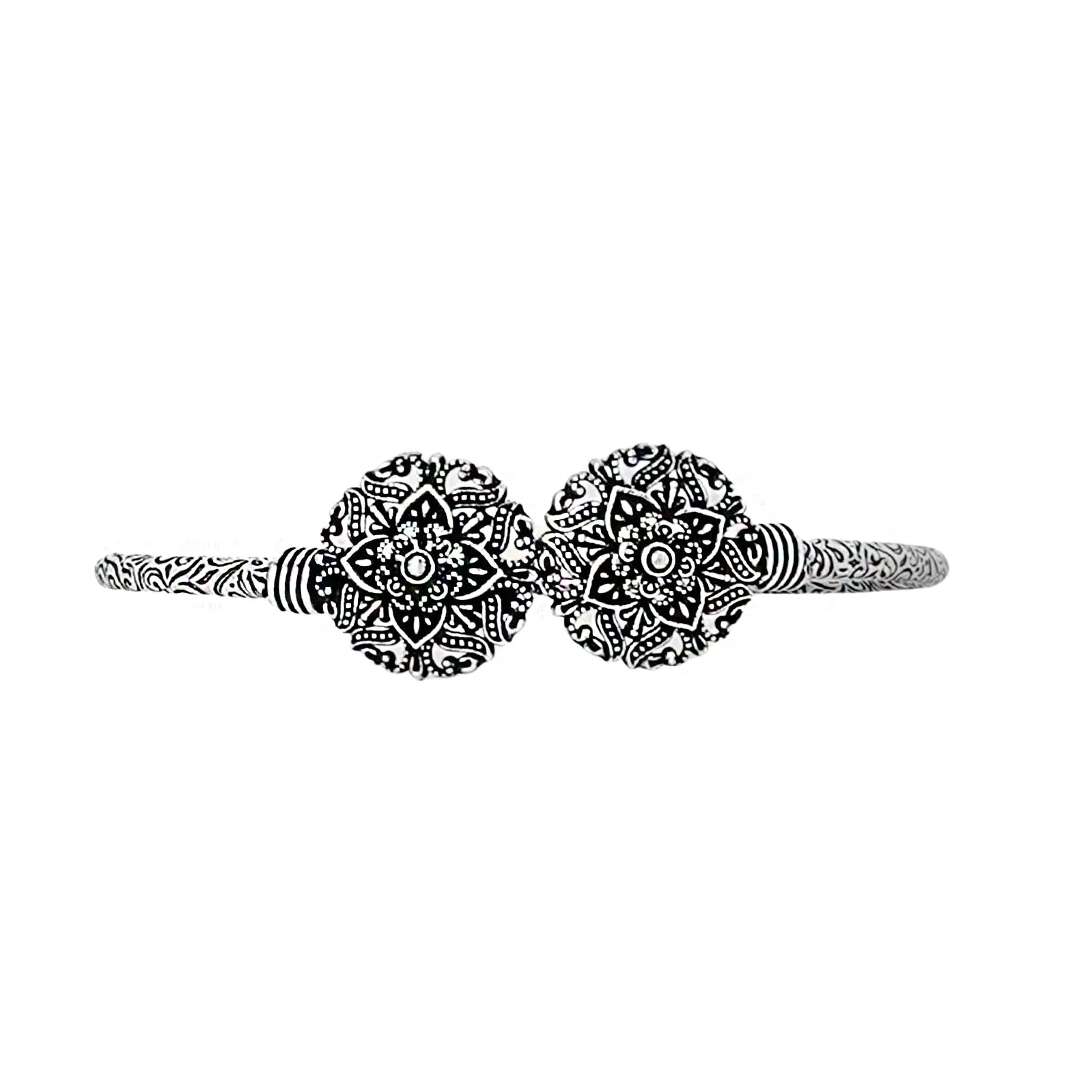 Teejh Akansha Silver Oxidised Floral Bracelet