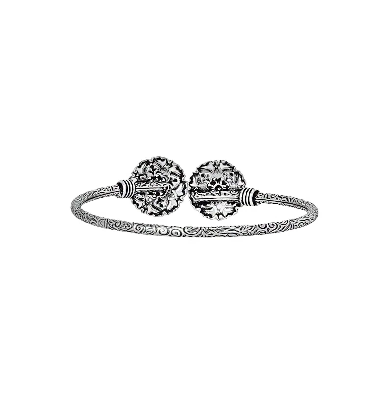 Teejh Akansha Silver Oxidised Floral Bracelet