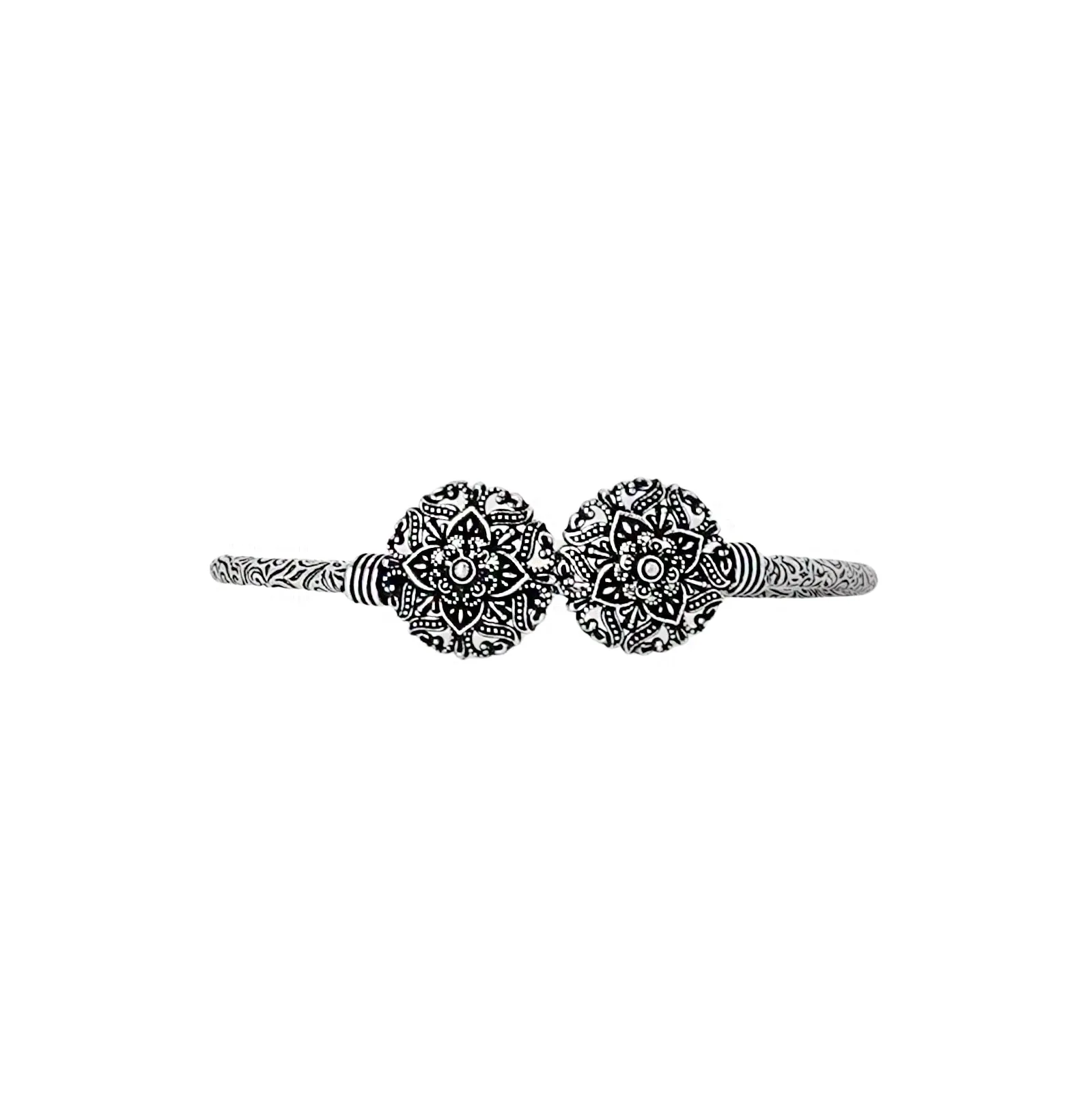 Teejh Akansha Silver Oxidised Floral Bracelet