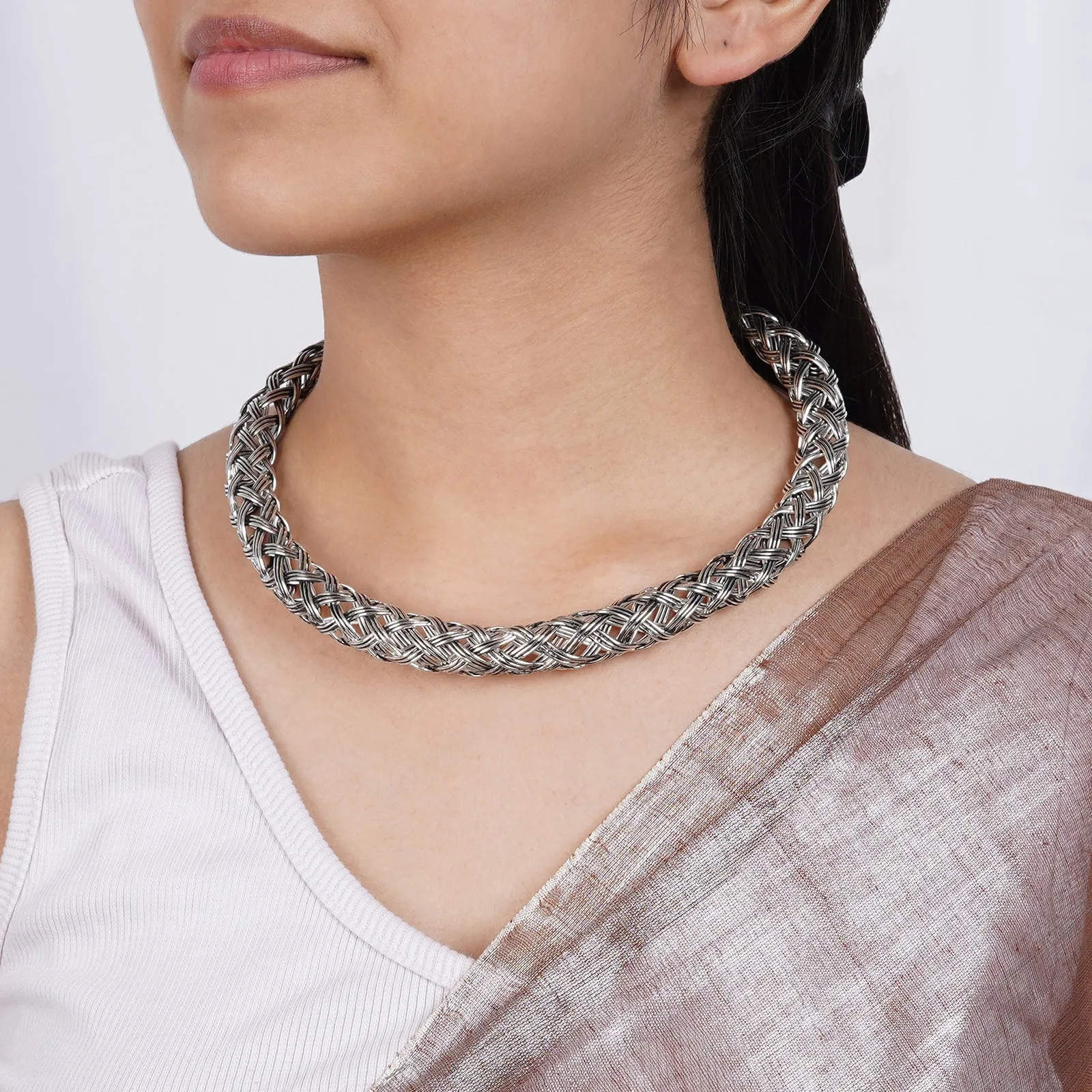 Teejh Bhagyashree Silver Oxidised Necklace