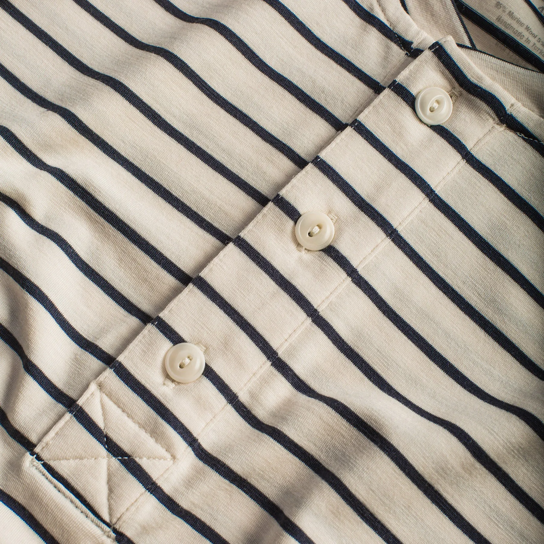 The Mercerized Merino Henley in Navy Stripe