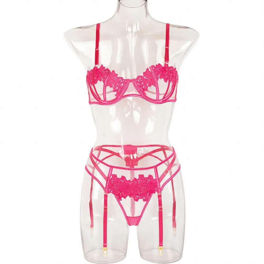 Three Piece Set Hot Hollow Lingerie in Multi Colors