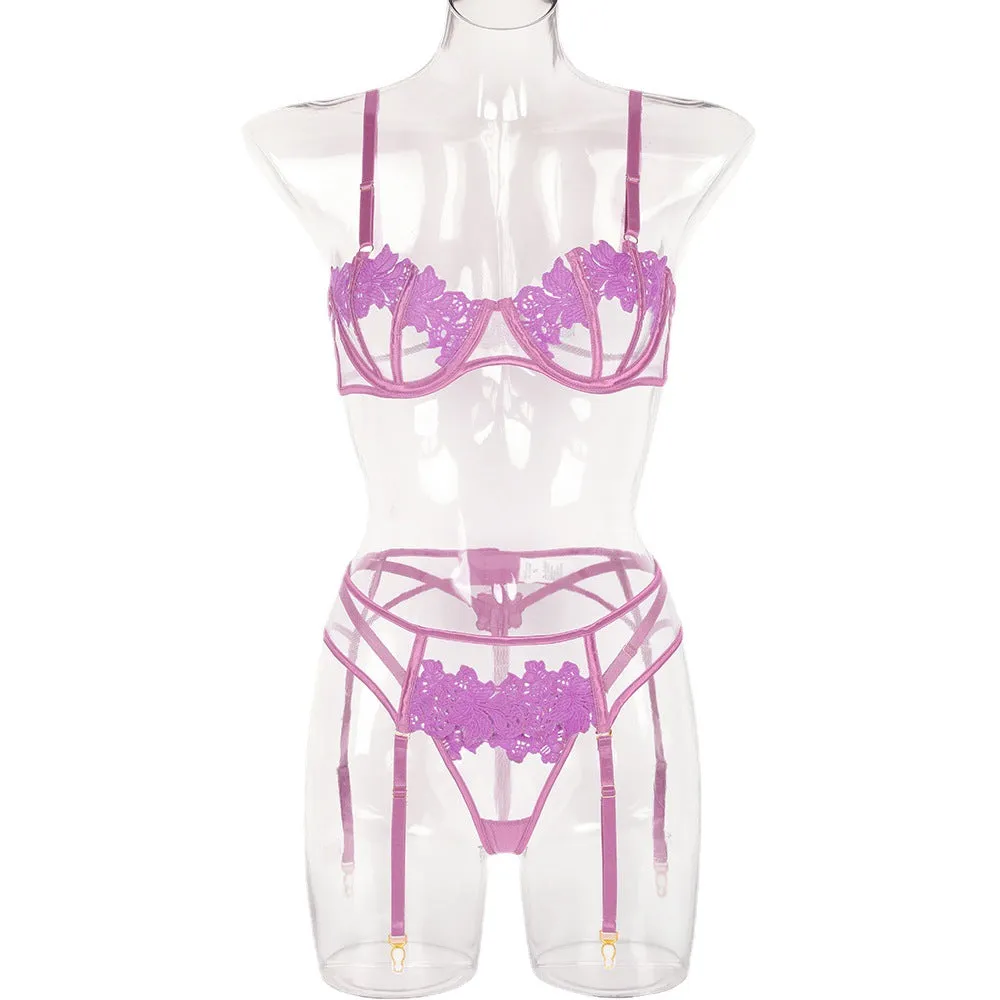 Three Piece Set Hot Hollow Lingerie in Multi Colors