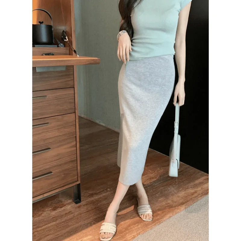 Toleet Fall Women's Outfits Mid-Length Split High Waist Knitted Skirt for Women 2024 Autumn and Winter New Fashion Casual Slim Hip Skirt Fashion