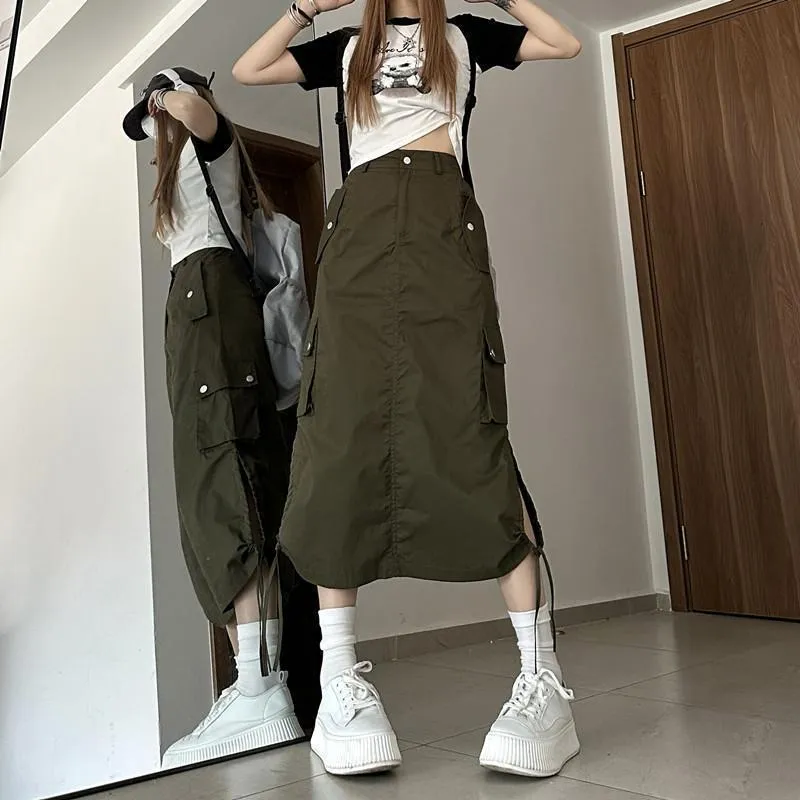 Toleet skirt outfits American Retro Hot Girl Split Skirt Workwear Style Skirt Women's Summer New High Waist Word Mid-Length Skirt