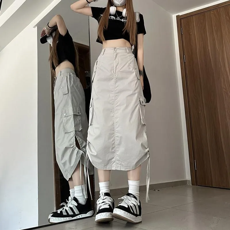 Toleet skirt outfits American Retro Hot Girl Split Skirt Workwear Style Skirt Women's Summer New High Waist Word Mid-Length Skirt